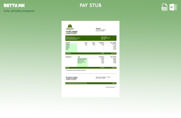 Модерен стил Шаблон за уплатница на шумарската компанија